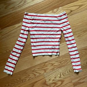 Topshop off-the-shoulder striped sweater